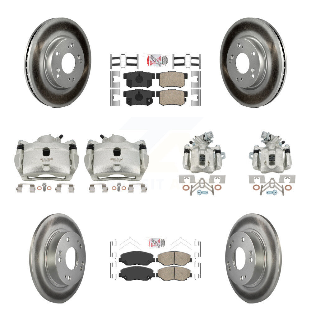 Front Rear Disc Brake Caliper Coat Rotors Ceramic Pad Kit (10Pc) For 2013 Acura ILX 2.0L KCG-101803N