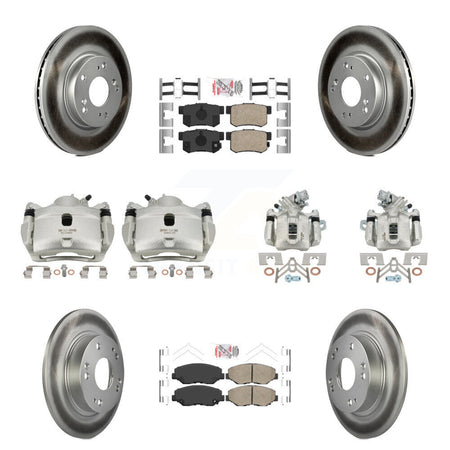 Front Rear Disc Brake Caliper Coat Rotors Ceramic Pad Kit (10Pc) For 2013 Acura ILX 2.0L KCG-101803N