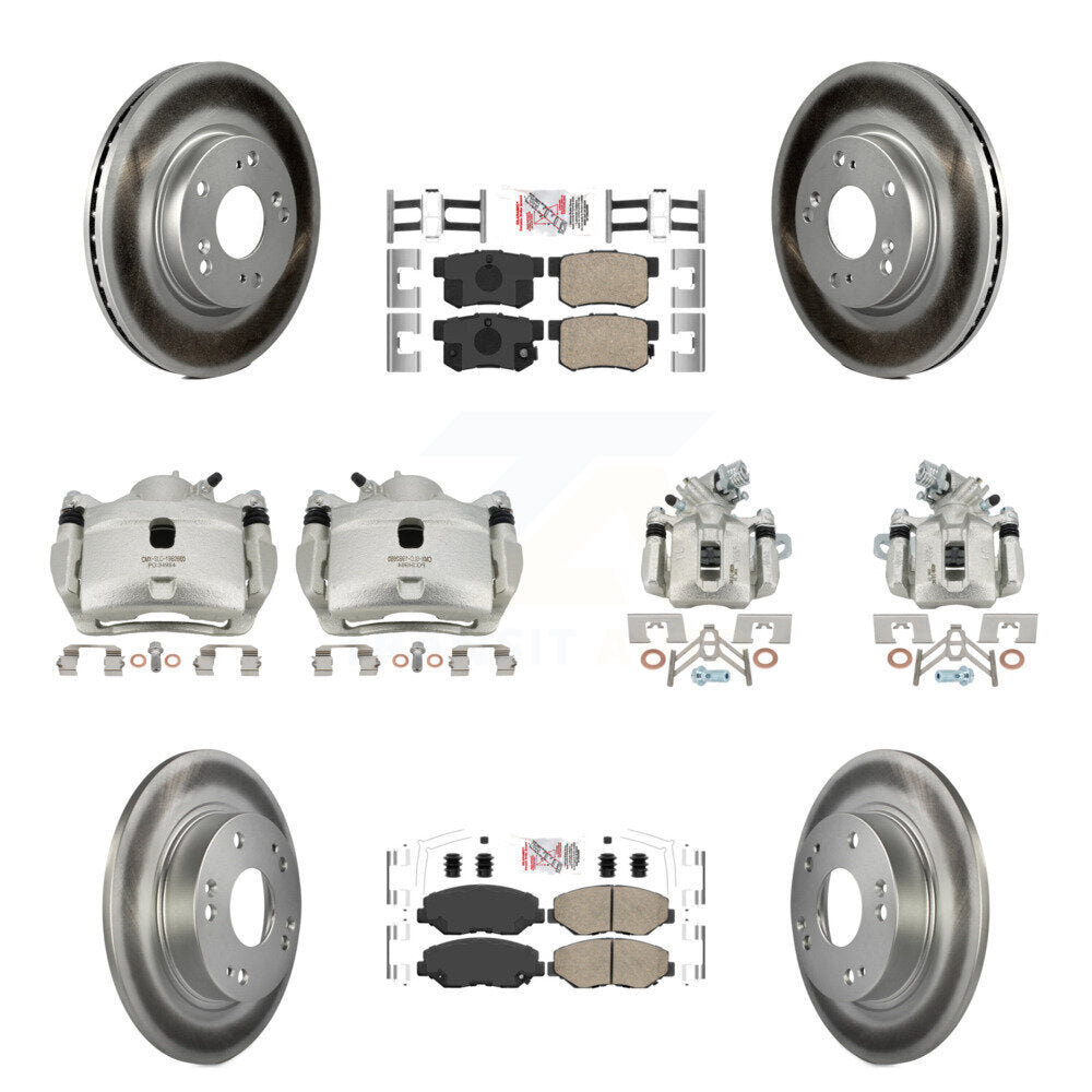 Front Rear Disc Brake Caliper Coat Rotors Ceramic Pad Kit (10Pc) For 2013 Acura ILX 2.0L KCG-101804N