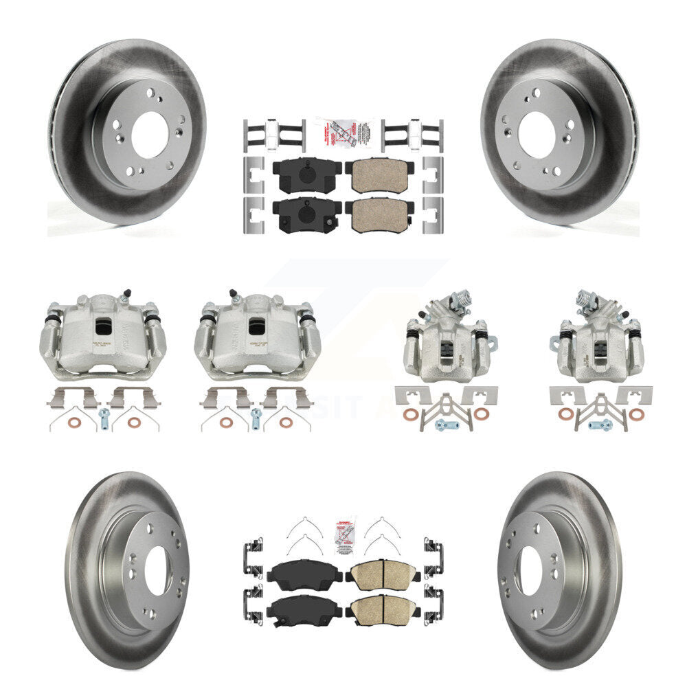 Front Rear Brake Caliper Coat Rotors Ceramic Pad Kit (10Pc) For 2013-2015 Acura ILX 1.5L KCG-101805N