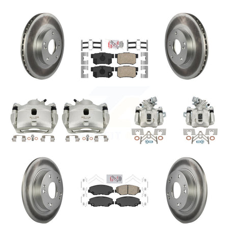 Front Rear Disc Brake Caliper Coated Rotors And Ceramic Pads Kit (10Pc) For Honda Civic KCG-101808N