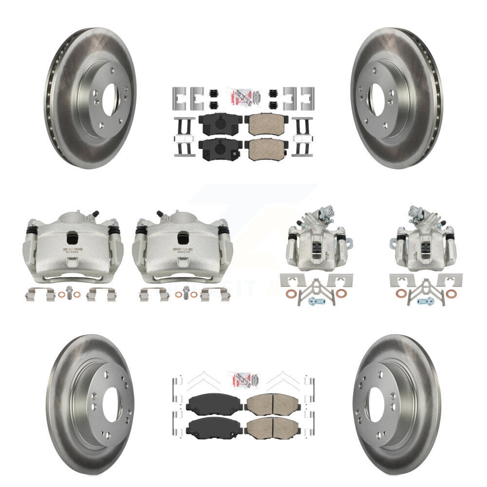 Front Rear Brake Caliper Coat Rotors Ceramic Pad Kit (10Pc) For 2014-2015 Acura ILX 2.0L KCG-101810N
