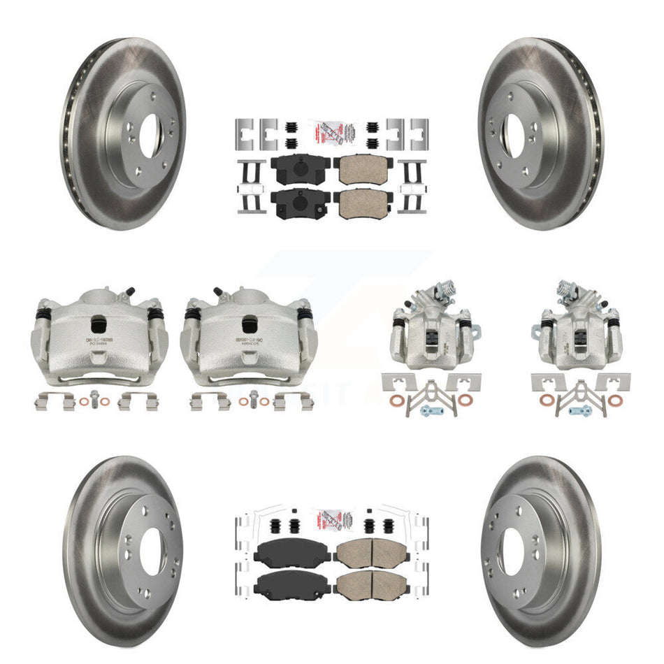 Front Rear Brake Caliper Coat Rotors Ceramic Pad Kit (10Pc) For 2014-2015 Acura ILX 2.0L KCG-101811N