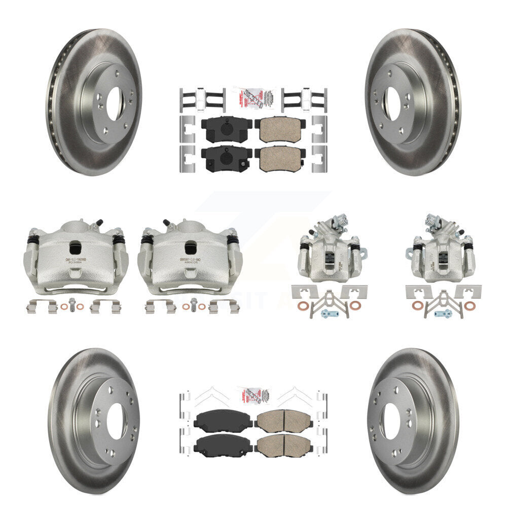 Front Rear Brake Caliper Coat Rotors Ceramic Pad Kit (10Pc) For 2014-2015 Acura ILX 2.0L KCG-101812N