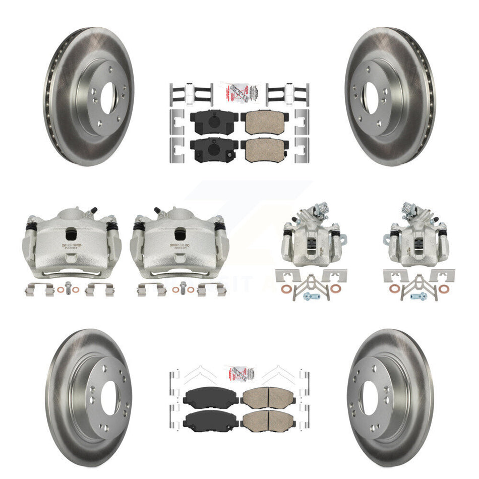 Front Rear Brake Caliper Coat Rotors Ceramic Pad Kit (10Pc) For 2014-2015 Acura ILX 2.0L KCG-101812N
