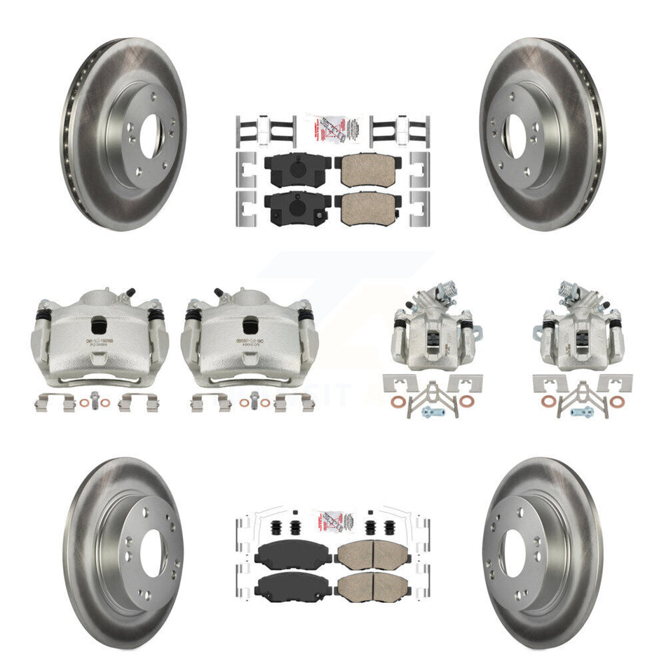 Front Rear Brake Caliper Coat Rotors Ceramic Pad Kit (10Pc) For 2014-2015 Acura ILX 2.0L KCG-101813N