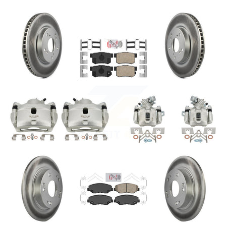 Front Rear Disc Brake Caliper Coated Rotors And Ceramic Pads Kit (10Pc) For Honda Civic KCG-101816N