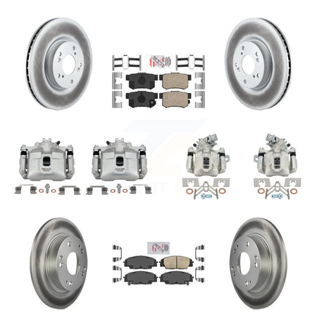 Front Rear Brake Caliper Coat Rotors Ceramic Pad Kit (10Pc) For Honda Civic Si with 2.0L KCG-101819N