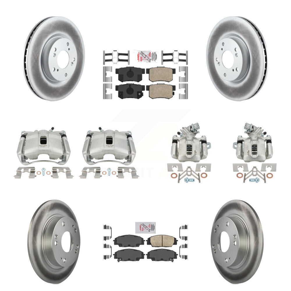 Front Rear Brake Caliper Coat Rotors & Ceramic Pad Kit (10Pc) For 07-10 Acura CSX Type-S KCG-101825N