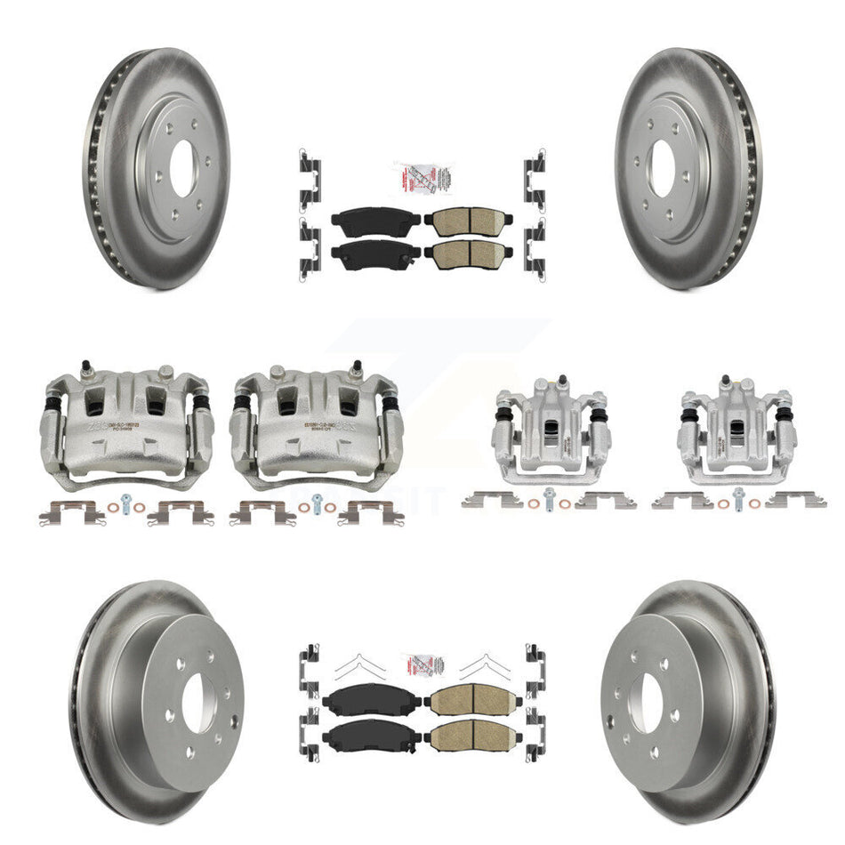 Front Rear Brake Caliper Coat Rotors & Ceramic Pad Kit (10Pc) For Nissan Frontier Suzuki KCG-101826N