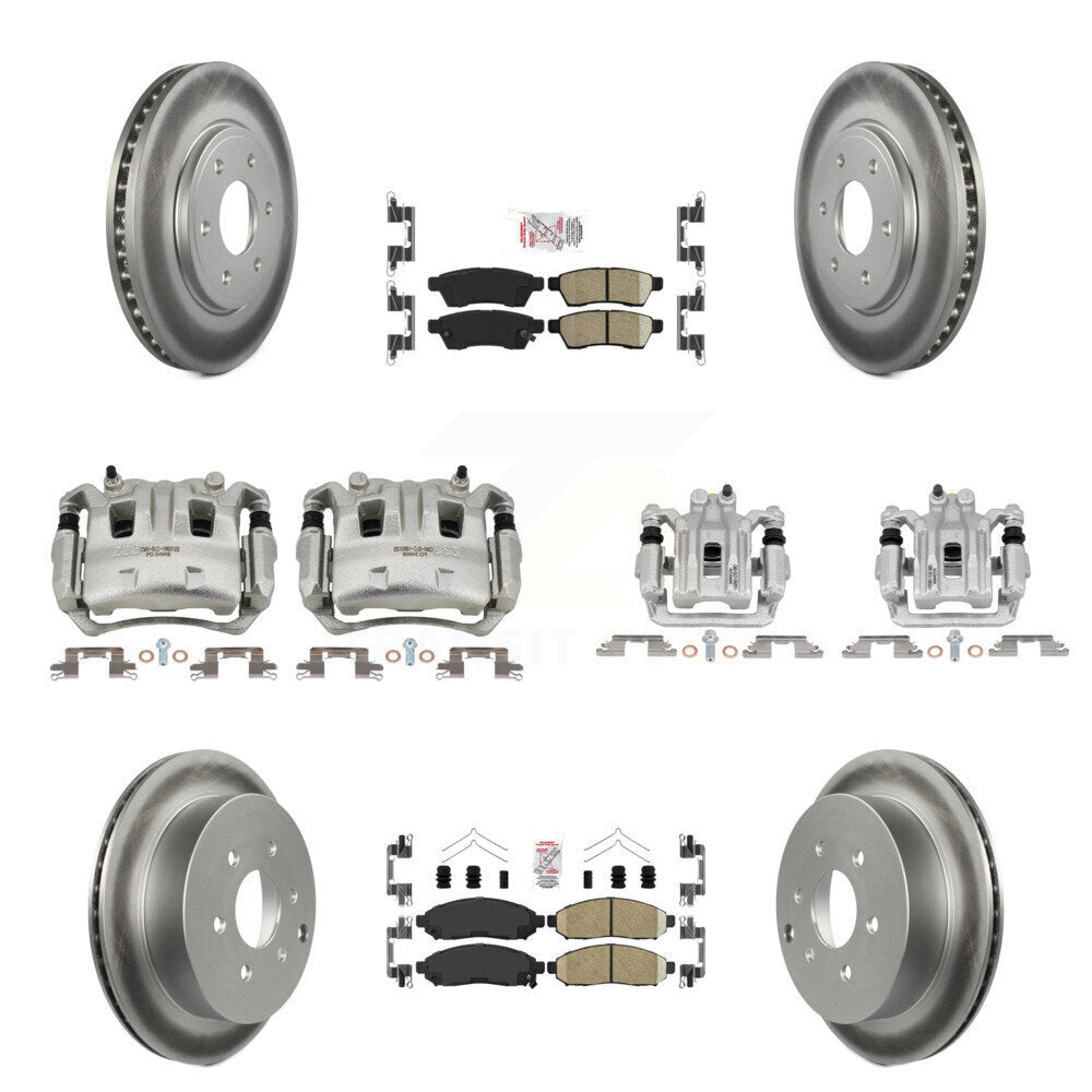 Front Rear Brake Caliper Coat Rotors & Ceramic Pad Kit (10Pc) For Nissan Frontier Suzuki KCG-101827N