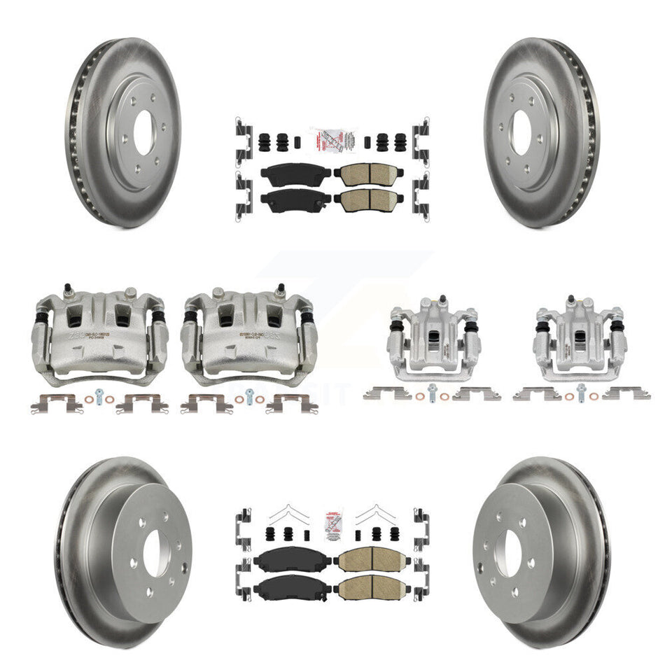 Front Rear Brake Caliper Coat Rotors & Ceramic Pad Kit (10Pc) For Nissan Frontier Suzuki KCG-101829N