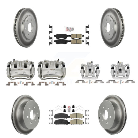 Front Rear Disc Brake Caliper Coated Rotor And Ceramic Pad Kit (10Pc) For Suzuki Equator KCG-101831N