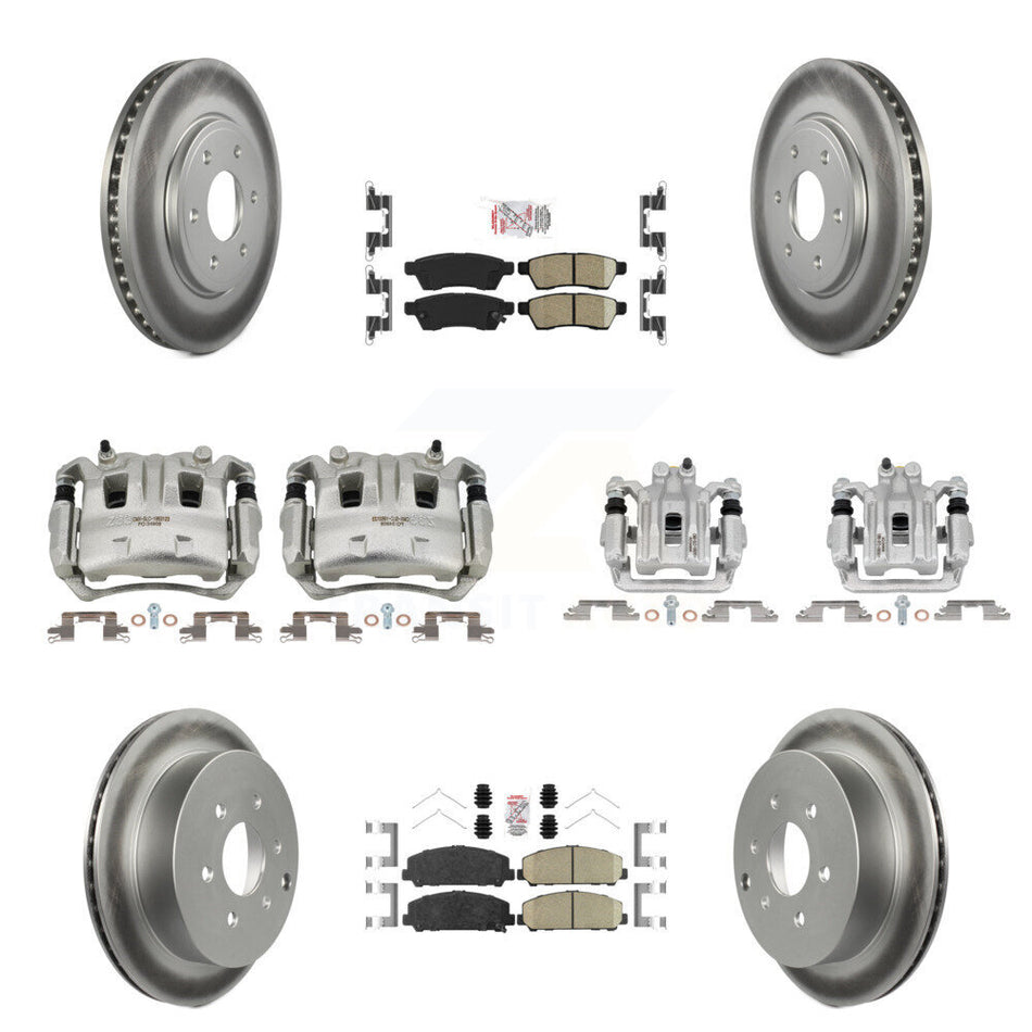 Front Rear Disc Brake Caliper Coated Rotor And Ceramic Pad Kit (10Pc) For Suzuki Equator KCG-101831N