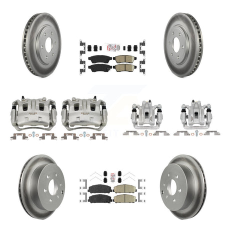 Front Rear Disc Brake Caliper Coated Rotor And Ceramic Pad Kit (10Pc) For Suzuki Equator KCG-101833N