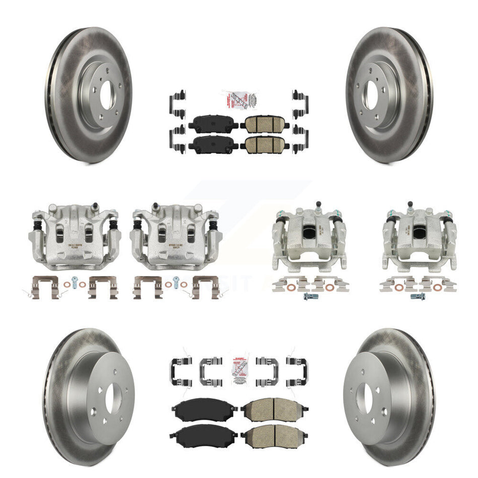 Front Rear Disc Brake Caliper Coat Rotors & Ameribrakes Pad Kit (10Pc) For Nissan Murano KCG-101839N