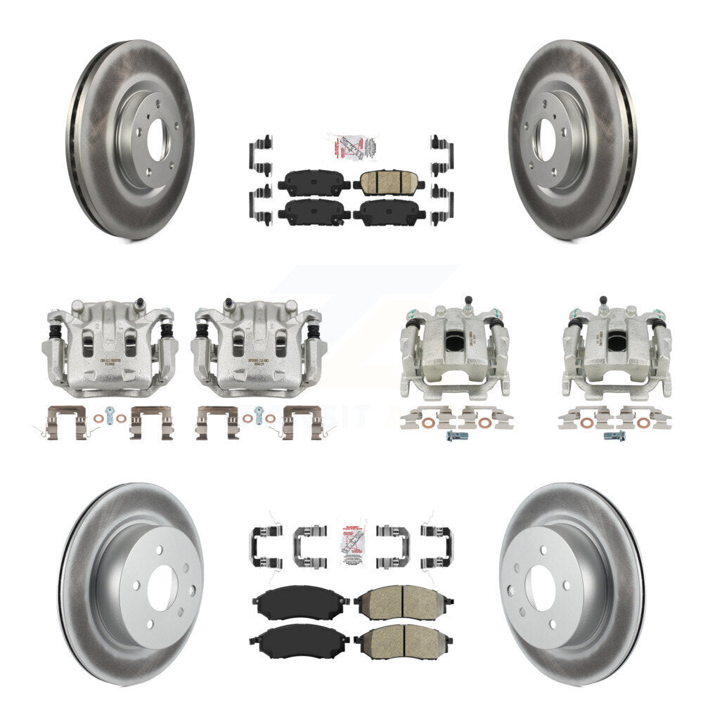 Front Rear Brake Caliper Coat Rotor Ameribrakes Pad Kit (10Pc) For INFINITI G37 QX50 G25 KCG-101843N