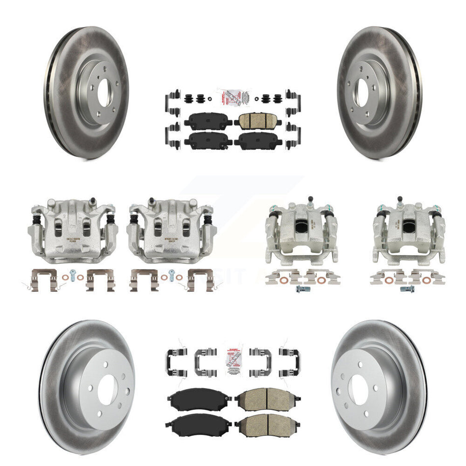 Front Rear Brake Caliper Coat Rotor Ameribrakes Pad Kit (10Pc) For INFINITI G37 QX50 G25 KCG-101844N