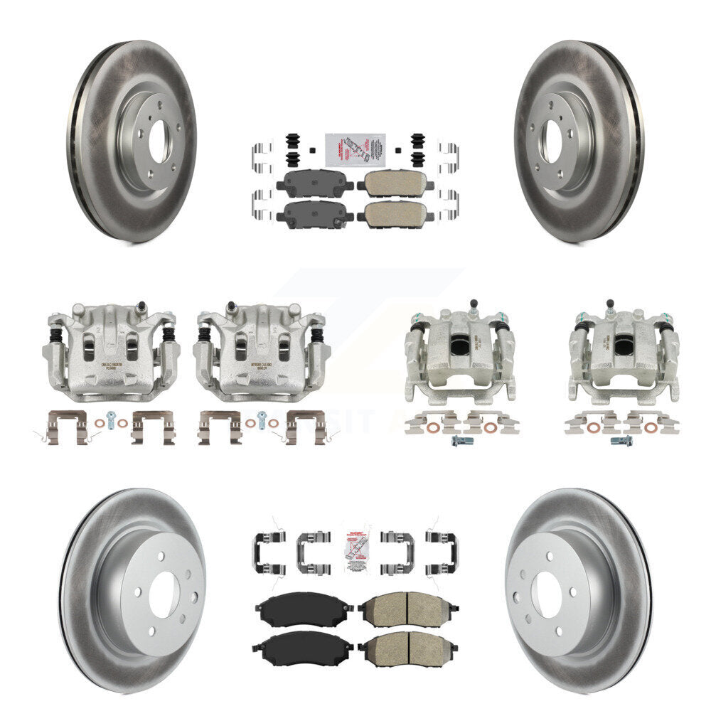 Front Rear Brake Caliper Coat Rotor Ameribrakes Pad Kit (10Pc) For INFINITI G37 QX50 G25 KCG-101852N