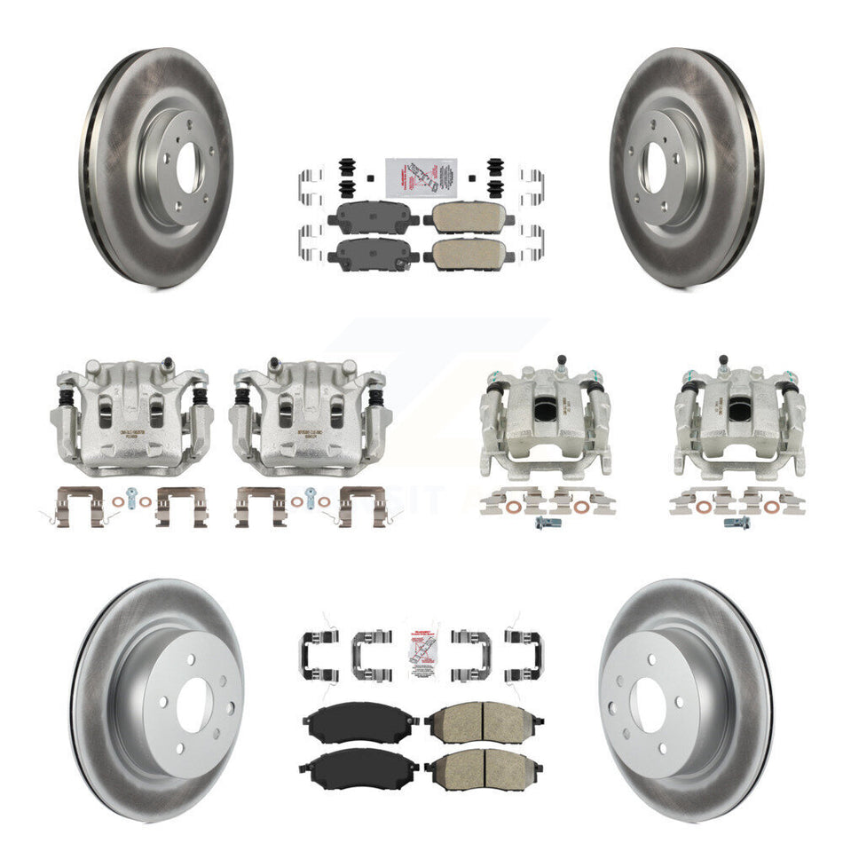 Front Rear Brake Caliper Coat Rotor Ameribrakes Pad Kit (10Pc) For INFINITI G37 QX50 G25 KCG-101852N