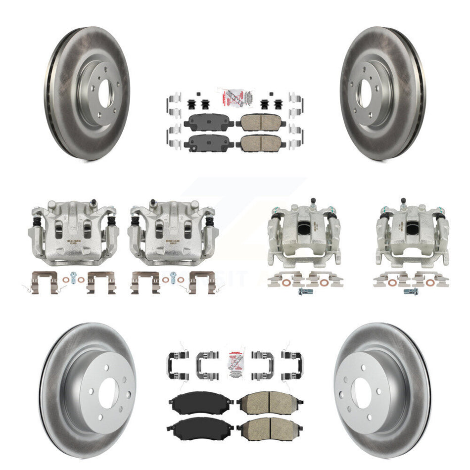 Front Rear Brake Caliper Coat Rotor Ameribrakes Pad Kit (10Pc) For 2010 INFINITI M35 M45 KCG-101853N