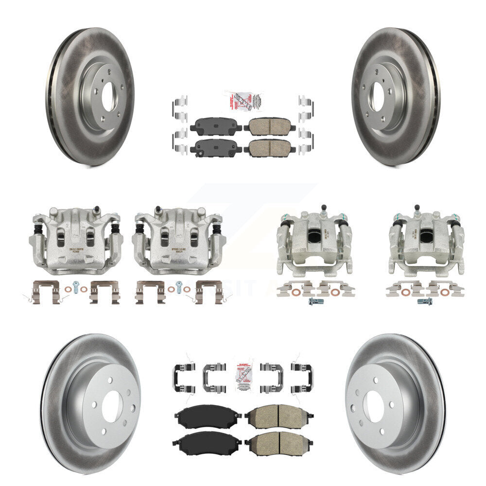 Front Rear Brake Caliper Coat Rotor Ameribrakes Pad Kit (10Pc) For 2010 INFINITI M35 M45 KCG-101854N