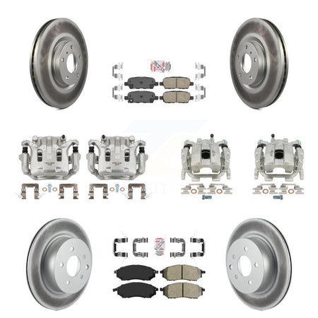 Front Rear Brake Caliper Coat Rotor Ameribrakes Pad Kit (10Pc) For 2010 INFINITI M35 M45 KCG-101854N