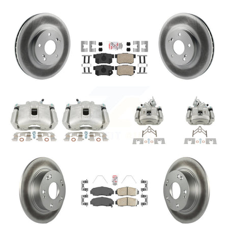 Front Rear Brake Caliper Coat Rotors & Ceramic Pad Kit (10Pc) For Honda Accord Acura TSX KCG-101859N