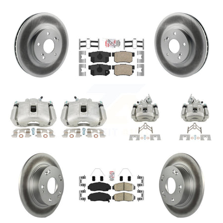 Front Rear Brake Caliper Coat Rotors & Ceramic Pad Kit (10Pc) For Honda Accord Acura TSX KCG-101860N