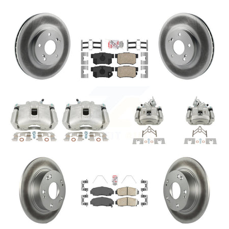 Front Rear Brake Caliper Coat Rotors & Ceramic Pad Kit (10Pc) For Honda Accord Acura TSX KCG-101861N