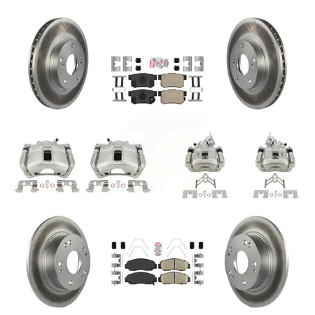 Front Rear Disc Brake Caliper Coated Rotors And Ceramic Pads Kit (10Pc) For Honda Accord KCG-101864N