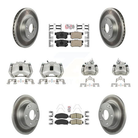 Front Rear Disc Brake Caliper Coated Rotors And Ceramic Pads Kit (10Pc) For Honda Accord KCG-101866N