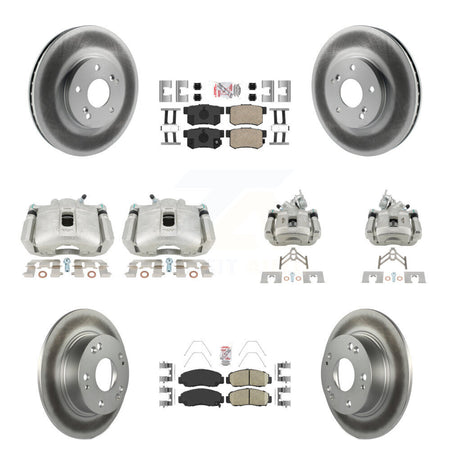 Front Rear Disc Brake Caliper Coated Rotors And Ceramic Pads Kit (10Pc) For Honda Accord KCG-101871N