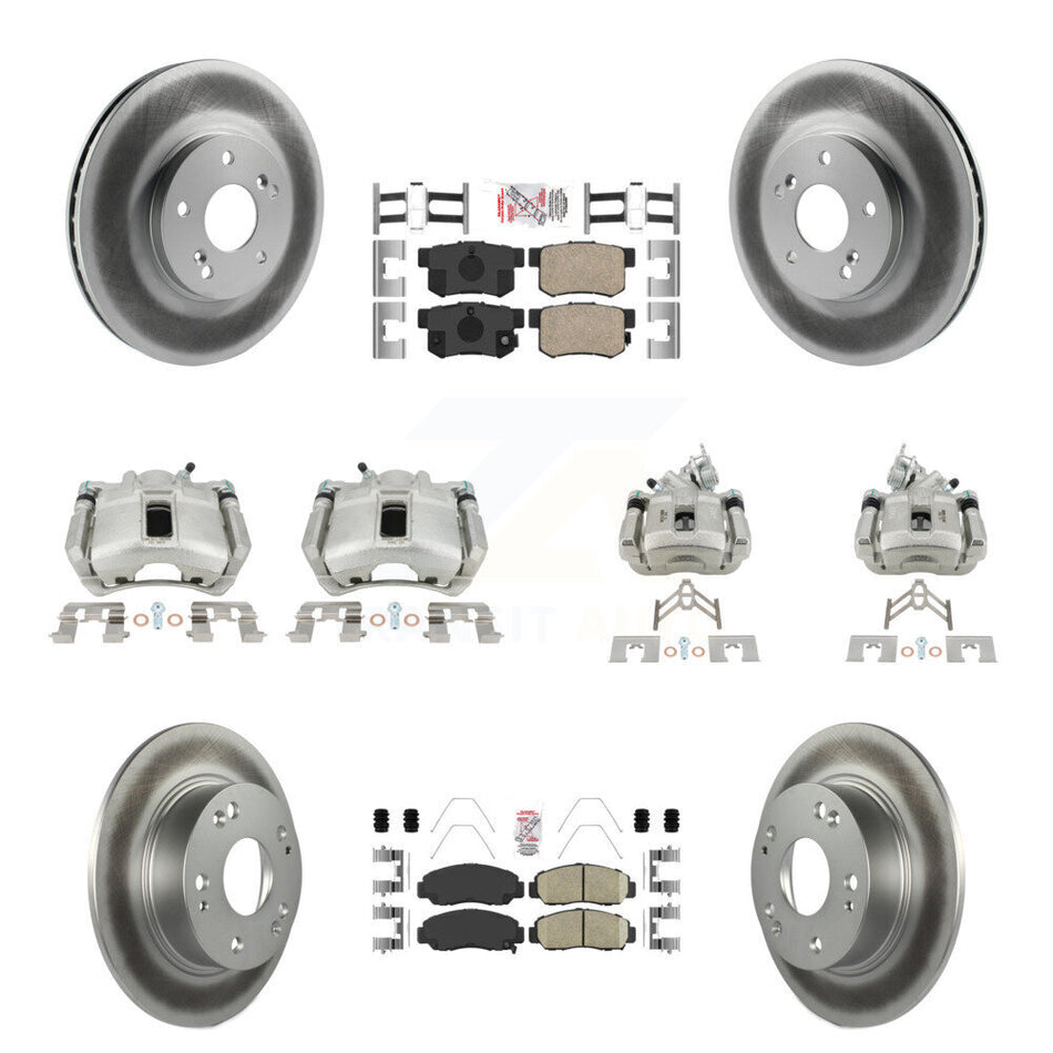 Front Rear Disc Brake Caliper Coated Rotors And Ceramic Pads Kit (10Pc) For Honda Accord KCG-101876N