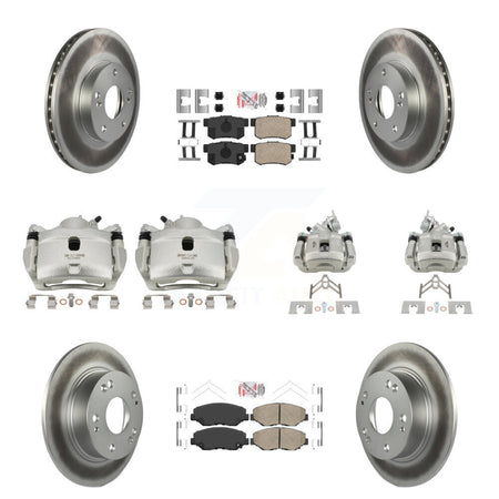 Front Rear Disc Brake Caliper Coated Rotors And Ceramic Pads Kit (10Pc) For Honda Accord KCG-101878N