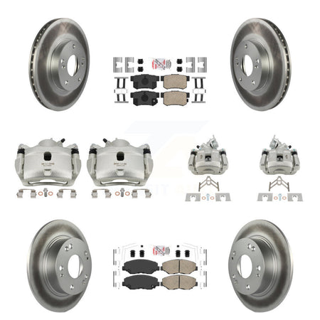 Front Rear Disc Brake Caliper Coated Rotors And Ceramic Pads Kit (10Pc) For Honda Accord KCG-101881N