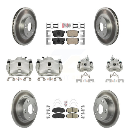 Front Rear Disc Brake Caliper Coated Rotors And Ceramic Pads Kit (10Pc) For Honda Accord KCG-101883N