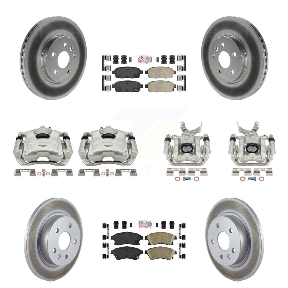 Front Rear Disc Brake Caliper Coated Rotors And Ceramic Pads Kit (10Pc) For 2013-2014 Chevrolet Sonic RS KCG-101886N