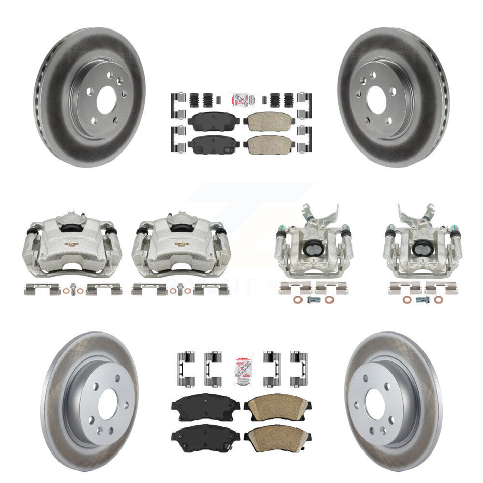 Front Rear Disc Brake Caliper Coated Rotors And Ceramic Pads Kit (10Pc) For 2013-2014 Chevrolet Sonic RS KCG-101887N