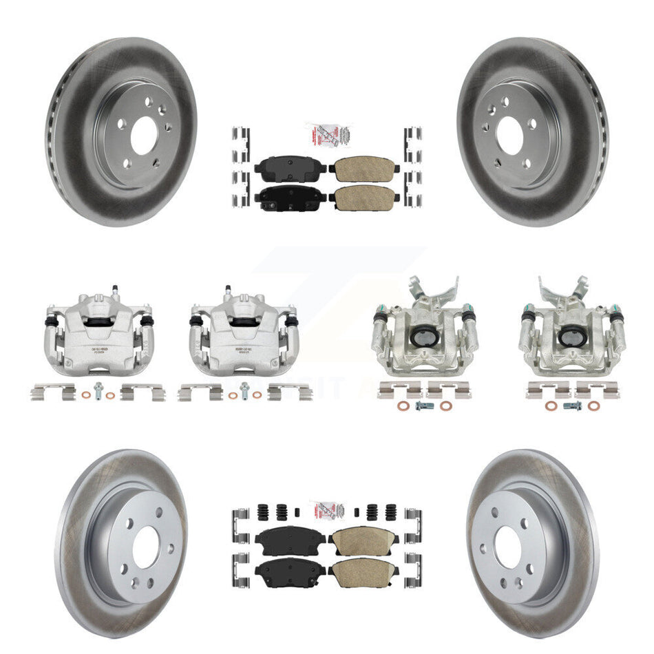 Front Rear Disc Brake Caliper Coated Rotors And Ceramic Pads Kit (10Pc) For 2013-2017 Buick Encore Chevrolet Trax KCG-101892N
