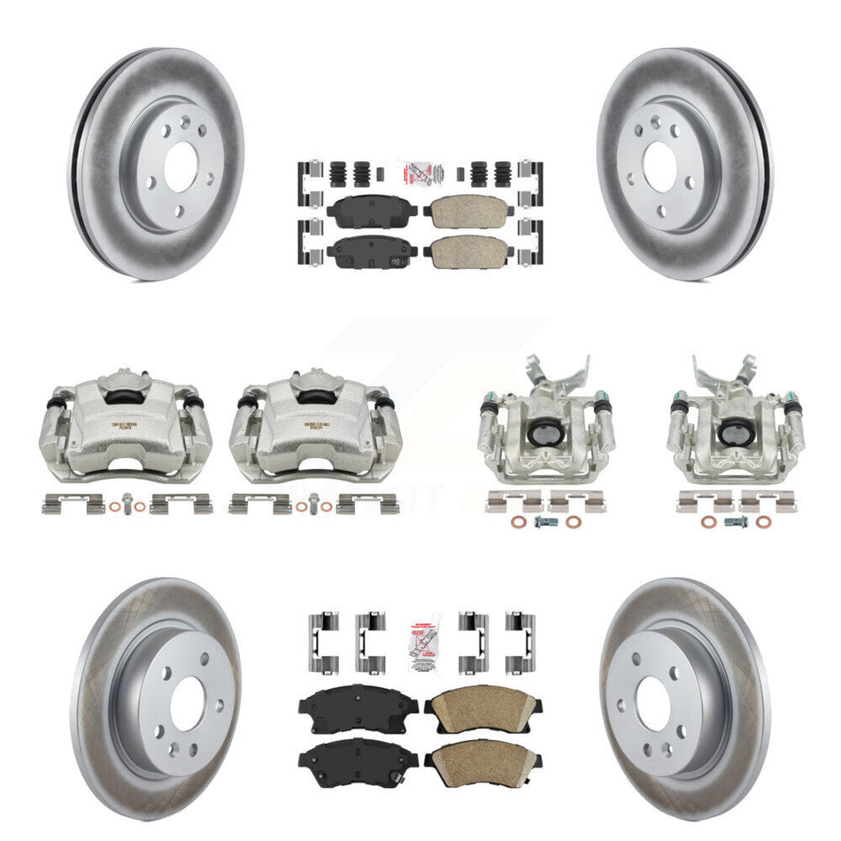 Front Rear Disc Brake Caliper Coated Rotors And Ceramic Pads Kit (10Pc) For Chevrolet Sonic KCG-101895N