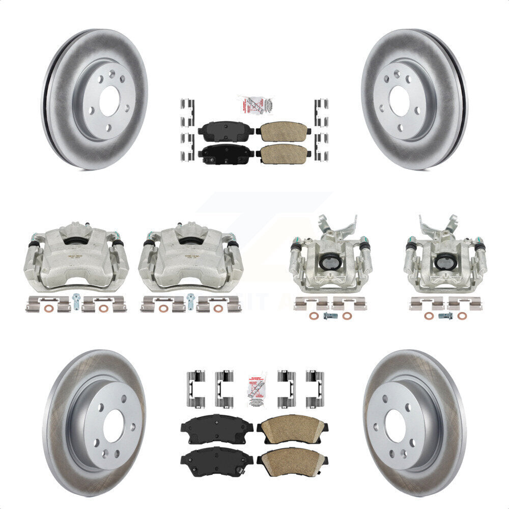 Front Rear Disc Brake Caliper Coated Rotors And Ceramic Pads Kit (10Pc) For Chevrolet Sonic KCG-101897N by Transit Auto