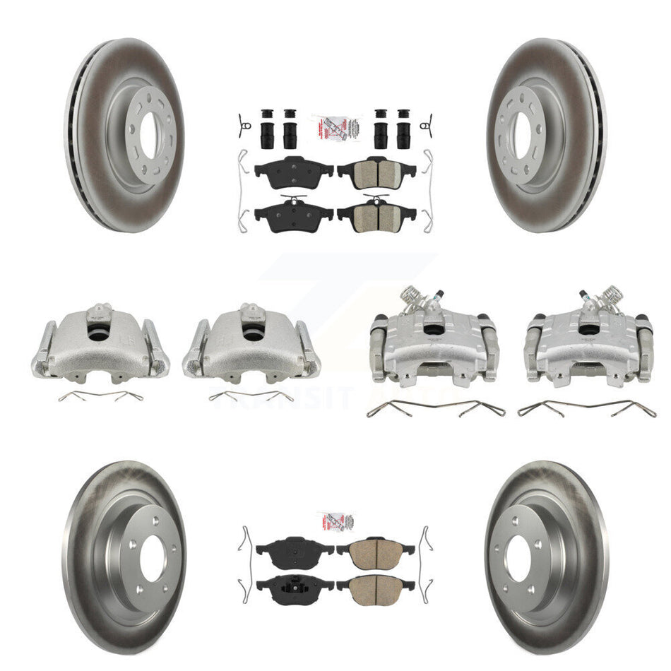 Front Rear Disc Brake Caliper Coated Rotors And Ceramic Pads Kit (10Pc) For Mazda 5 KCG-101913N