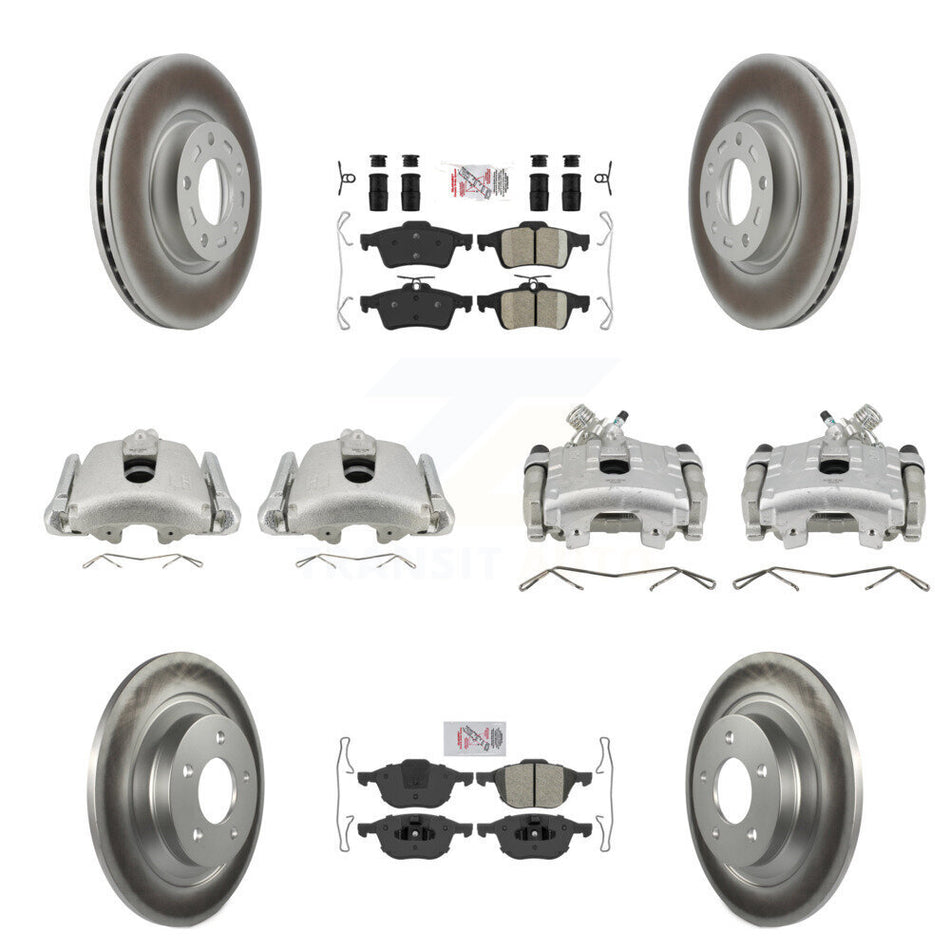 Front Rear Disc Brake Caliper Coated Rotors And Ameribrakes Pads Kit (10Pc) For Mazda 5 KCG-101914N