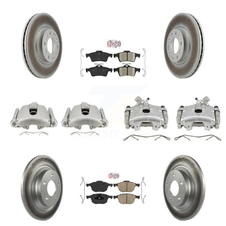 Front Rear Disc Brake Caliper Coated Rotors And Ceramic Pads Kit (10Pc) For Mazda 5 KCG-101916N