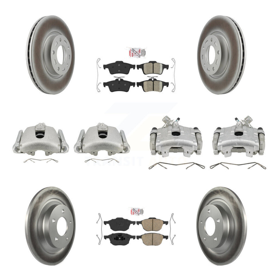 Front Rear Disc Brake Caliper Coated Rotors And Ceramic Pads Kit (10Pc) For Mazda 5 KCG-101916N
