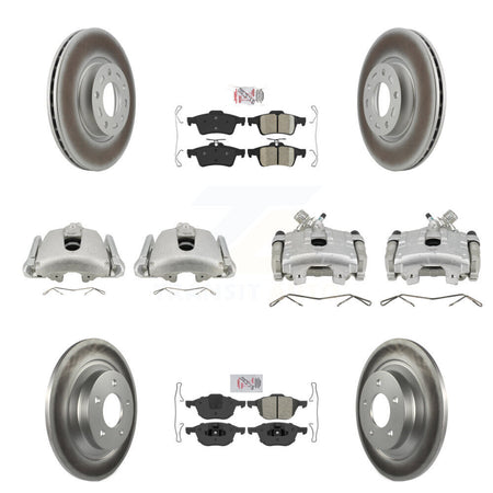 Front Rear Disc Brake Caliper Coated Rotors And Ameribrakes Pads Kit (10Pc) For Mazda 5 KCG-101917N