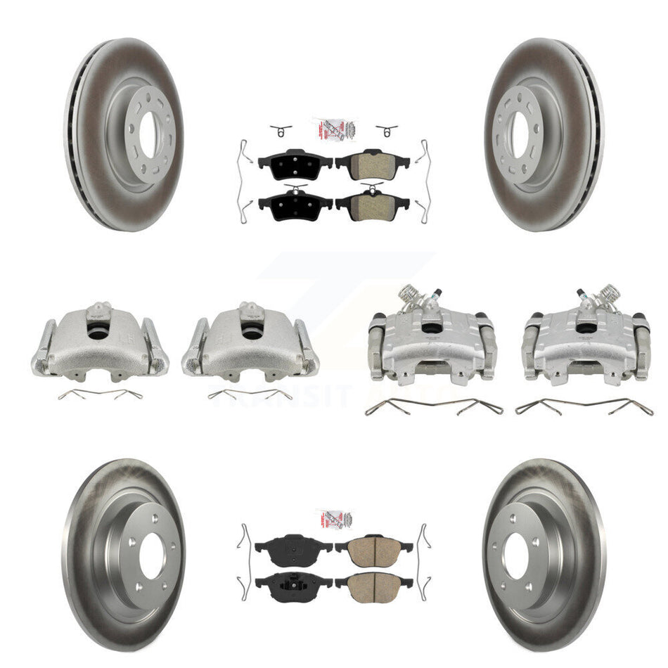 Front Rear Disc Brake Caliper Coated Rotors And Ameribrakes Pads Kit (10Pc) For Mazda 5 KCG-101919N