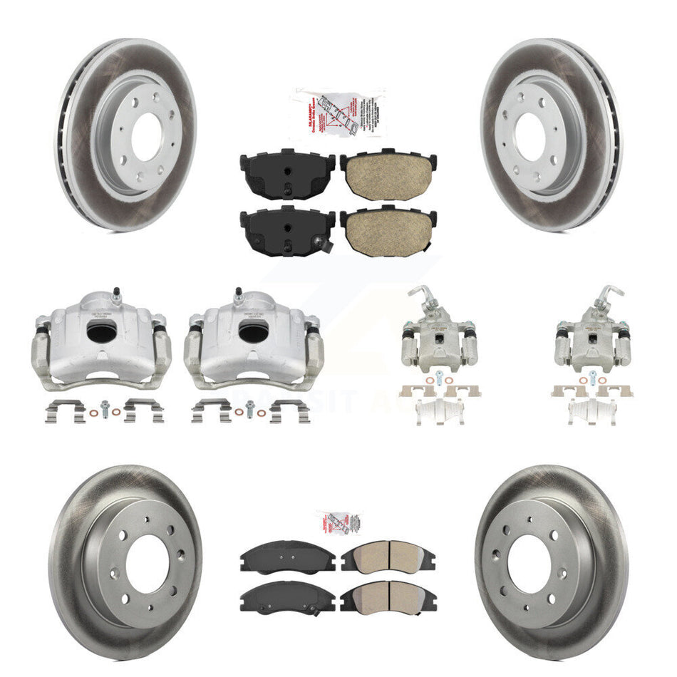 Front Rear Brake Caliper Coat Rotors Ameribrakes Pad Kit (10Pc) For Kia Spectra Spectra5 KCG-101922N