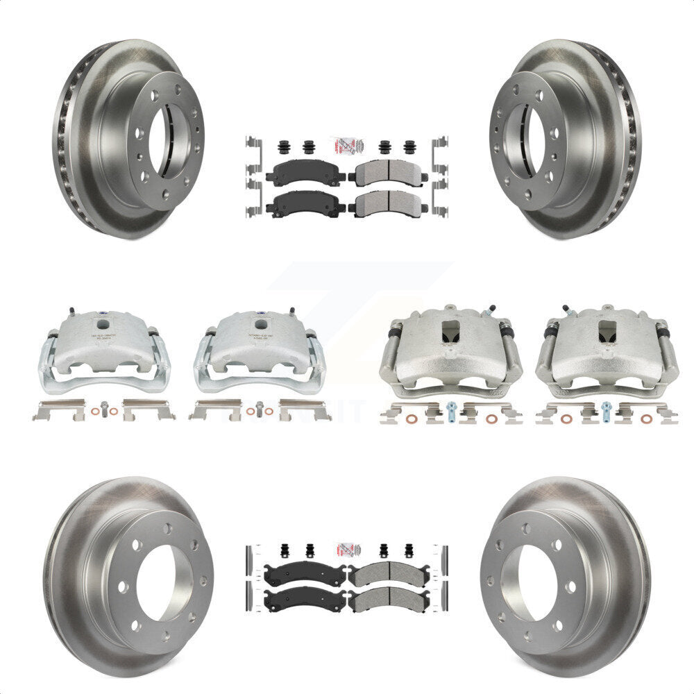 Front Rear Disc Brake Caliper Coated Rotors And Semi-Metallic Pads Kit (10Pc) For Chevrolet Express 2500 GMC Savana KCG-101929N by Transit Auto